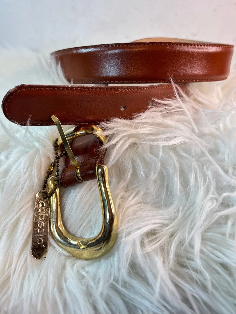 Capezio Tan Leather Belt with Gold Buckle